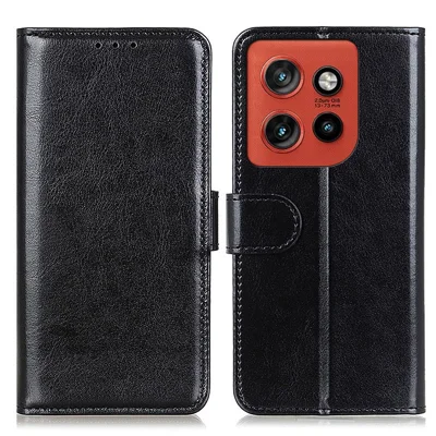 For Motorola Edge 60 Neo 5G / Edge 50 Neo 5G / Moto S50 5G / ThinkPhone 25 5G Case Crazy Horse Texture PU Leather Phone Stand Cover - Black