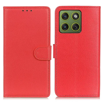 غطاء جراب محفظة لهاتف Motorola Edge 70 5G، غطاء هاتف من جلد PU بنسيج تفاحية - أحمر