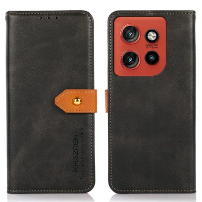 KHAZNEH Wallet Phone Case For Motorola Edge 60 Neo 5G / Edge 50 Neo 5G / Moto S50 5G / ThinkPhone 25 5G Stand Leather Flip Cover - Black