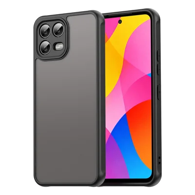 For T-Mobile Revvl 8 Pro Case Drop Proof Airbags Frosted Translucent PC + TPU Phone Back Cover - Black