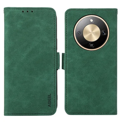 ABEEL For Honor Magic8 Lite 5G / X70 5G / X9d 5G Capa de Couro PU Folio Stand View Bloqueio RFID Capa de Telefone - Verde