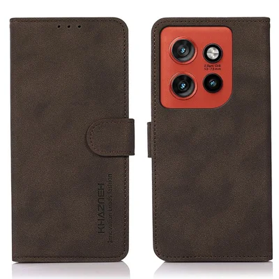 KHAZNEH PU Leather Case For Motorola Edge 60 Neo 5G / Edge 50 Neo 5G / Moto S50 5G / ThinkPhone 25 5G Anti Scratch Wallet Stand Phone Cover - Brown
