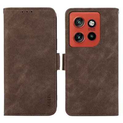 ABEEL Stand View Case For Motorola Edge 60 Neo 5G / Edge 50 Neo 5G / Moto S50 5G / ThinkPhone 25 5G PU Leather Folio RFID Blocking Phone Cover - Brown