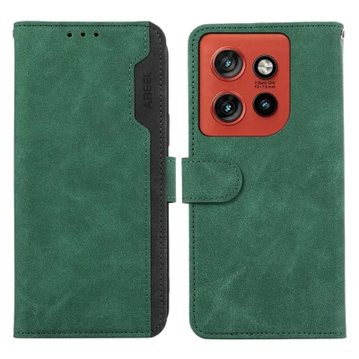 ABEEL Color Splicing Case For Motorola Edge 60 Neo 5G / Edge 50 Neo 5G / Moto S50 5G / ThinkPhone 25 5G Leather Flip Phone Cover RFID Blocking - Green