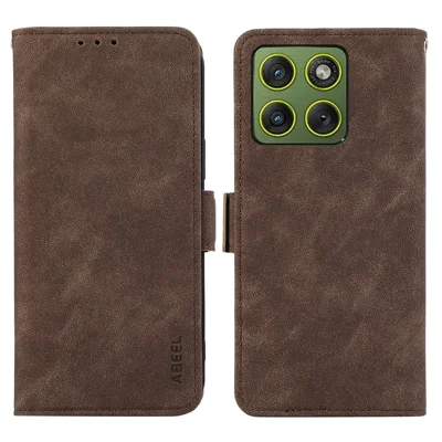 ABEEL لجهاز Motorola Edge 70 5G غطاء جراب من جلد PU بتصميم محفظة قابلة للطي مع حامل وعرض شاشة وتقنية حجب RFID - لون بني