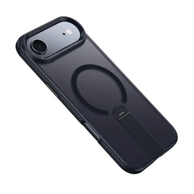 iPhone Air-Hülle kompatibel mit MagSafe, drehbarem Standfuß, TPU + PC, matter Handyhülle - Schwarz