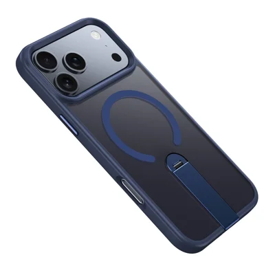 Til iPhone 17 Pro Case Kompatibel med MagSafe Roterende Lige Stand TPU + PC Matt Telefonbeskyttelse - Blå