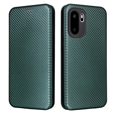 For OnePlus 15R 5G / Ace 6T 5G / Ace 6 5G Case Carbon Fiber Texture Drop-Proof PU Leather Phone Cover - Green