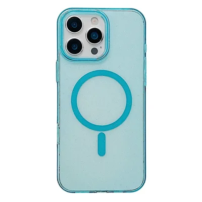 Funda para iPhone 16 Pro Compatible con MagSafe Claro Brillo Resistente a los golpes Cubierta de teléfono de PC - Azul cielo