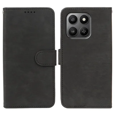 Leren hoesje voor Honor 400 Smart 5G / 400 Smart / X7d 4G / X7d 5G Flip portemonnee gestreepte textuur leren telefoonhoes - Zwart