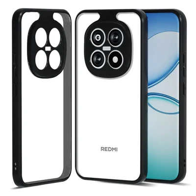 IBMRS til Xiaomi Redmi Note 15 Pro+ 5G hylse, blød TPU kant, hård PC bagside, anti-fald telefonbeskyttelse - transparent sort