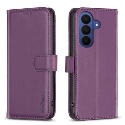 Étui pour téléphone Samsung Galaxy A27 BINFEN COLOR BF17 Portefeuille Folio Flip Cuir - Violet foncé