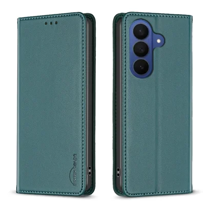 Custodia in pelle per Samsung Galaxy A57 BINFEN COLOR BF18 Supporto per telefono con slot per schede - Verde