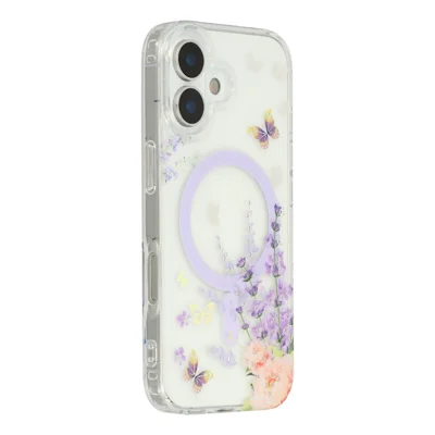 Voor iPhone 17 Hoesje Compatibel met MagSafe Ingebouwde Strasssteentjes IMD-patroon TPU PC Telefoon Achterklep - Vlinder