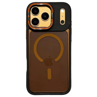 Für iPhone 17 Pro Hülle kompatibel mit MagSafe Objektiv Ständer Haut Berührung PC TPU Telefonabdeckung - Orange