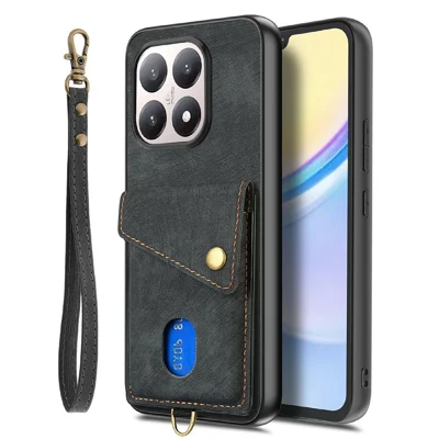 Funda para Xiaomi 15T con Soporte para Tarjetas y Soporte - Negro