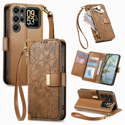 Shantime Leren Flipcase met Venster Compatibel met Oukitel C2 2025, Elegante Doorzichtige Cover, Onzichtbare Magneetsluiting Kaartvak(Paars