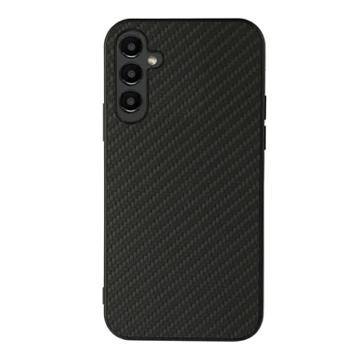 For Samsung Galaxy A14 5G / A14 4G Carbon Fiber Texture Phone Case PU Leather Coated TPU Scratch-resistant Mobile Phone Back Cover - Black