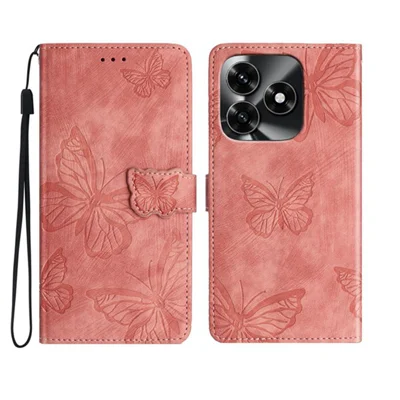 Pour Honor X5c Plus 4G / Honor X5c 4G Étui Motif papillon Flip Portefeuille Housse en cuir Peau-Tactile - Rose