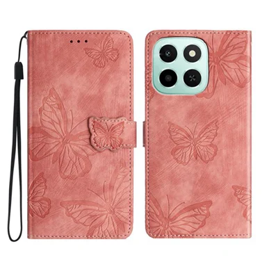Per Honor X5b / Honor X5b Plus / Honor X6c 4G Custodia Disegno Farfalla Flip Portafoglio Custodia in Pelle per Telefono - Rosa