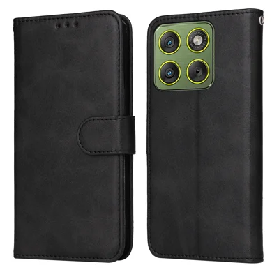 Motorola Edge 70 5G Capa Carteira de Couro PU Folio Flip Phone - Preto