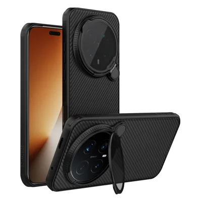 NILLKIN Camshield Prop Magnetic Series voor Honor Magic8 Pro 5G-hoesje compatibel met MagSafe transparante lensklep PC TPU telefoonhoes - Zwart