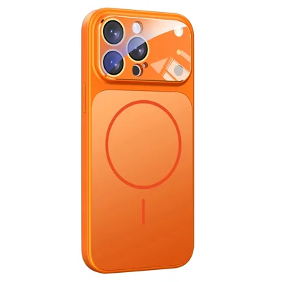 Partiinköp för iPhone 14 Pro Max magnetiskt fodral som förvandlar till 17 Pro Max TPU + PC mobilskal med glaslinsfilm - Orange