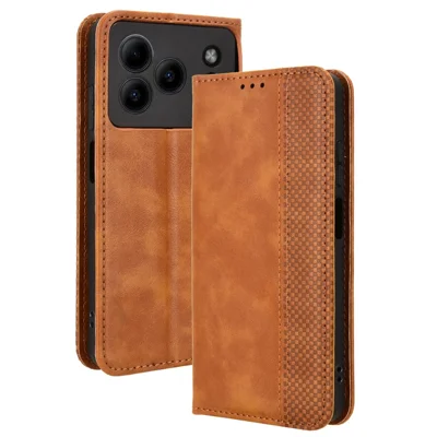 Ledertasche für Doogee Note 56 / Note 56 Pro / Note 56 Plus Brieftasche Ständer Retro Textur Handyhülle - Braun