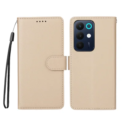 Futerał do Realme C85 5G z blokadą RFID, 3 szczelinami na karty, pokrowiec z syntetycznej skóry PU ze skórzanym paskiem - Kremowo biały