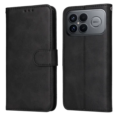 Voor Xiaomi Redmi K90 Pro Max 5G / Poco F8 Ultra Hoesje Portemonnee PU Leren Folio Flip Hoes - Zwart