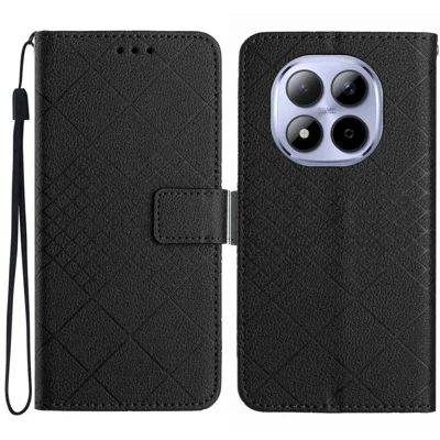 Funda tipo cartera para Xiaomi Redmi Note 15 Pro+ 5G, de piel sintética con estampado, tapa plegable - Negro