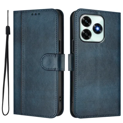 Per Honor X5c 4G / Honor X5c Plus 4G Custodie Portafoglio Stand Texture Retrò Pelle Custodia per Telefono con Cordino - Blu