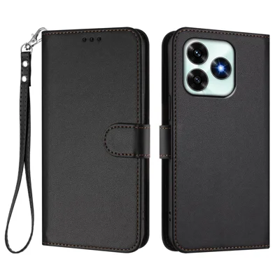 Custodia in pelle per For Honor X5c 4G / Honor X5c Plus 4G, con supporto e cinturino da polso - Nero