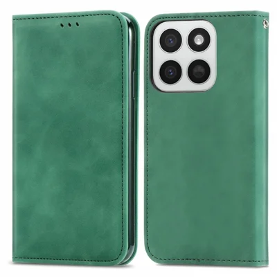 Leren hoesje voor Honor 400 Smart 5G / 400 Smart 4G / X7d 4G / X7d 5G met kaarthouder en magnetische sluiting - Groen
