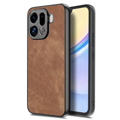 Voor Oppo Find X9 Pro 5G Hoesje Stootvrij Slank Retro Leren Telefoon Achterkant - Bruin