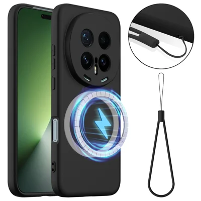 Voor Honor Magic8 Pro 5G hoesje compatibel met MagSafe Anti-Val vloeibaar siliconen telefoonhoesje - Zwart