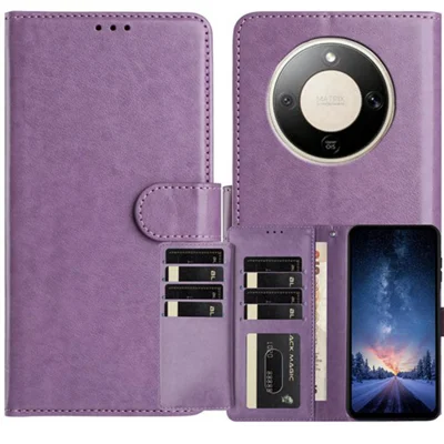 Cover Portafoglio in Pelle PU per Honor X9d 5G con Supporto, Custodia a Libro Flip con 8 Slot per Carte - Viola