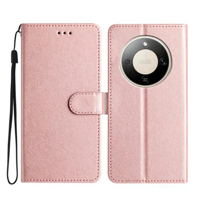 For Honor Magic8 Lite 5G / X9d 5G / X70 5G Wallet Case Leather Folio Phone Cover Magnetic Clasp - Rose Gold