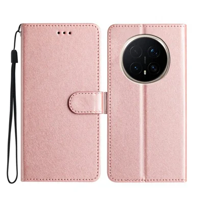 Capa Carteira de Couro para Honor Magic8 Pro 5G, Capa de Telefone Folio com Fecho Magnético - Ouro Rosa