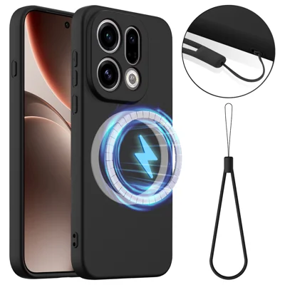 لـ Oppo Find X9 5G غطاء متوافق مع MagSafe مقاوم للسقوط من السيليكون اللين - أسود