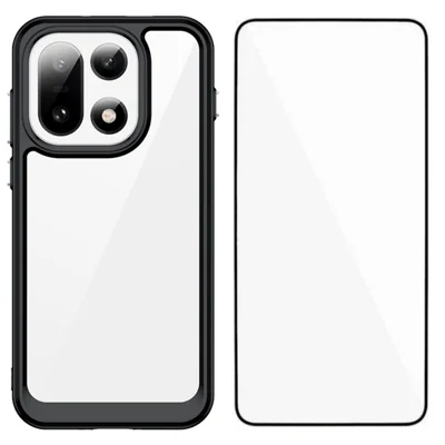 Futerał do telefonu OnePlus 15 5G WANLONFENG Seria XC, pokrywa z tworzywa TPU i akrylu z hartowanym szkłem (duży otwór na obiektyw) - Czarny