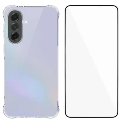 Voor Samsung Galaxy A37 Hoesje WANLONFENG WL Serie 2,0 mm TPU Telefoonhoes met Gehard Glasfolie - Transparant