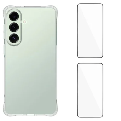 Для Samsung Galaxy S26+ TPU-чехол WANLONFENG WL2 Series 2.0mm Чехол для телефона с 2 закаленными стеклянными пленками - прозрачный