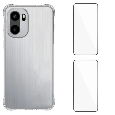 WANLONFENG For OnePlus 15R 5G / Ace 6T 5G / Ace 6 5G TPU Case  WL2 Series 2.0mm Phone Cover with 2Pcs Tempered Glass Films - Transparent