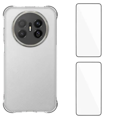 Étui de protection TPU Huawei Mate 70 Air WANLONFENG WL2 Série 2.0mm Housse de téléphone avec 2 films en verre trempé - Transparent