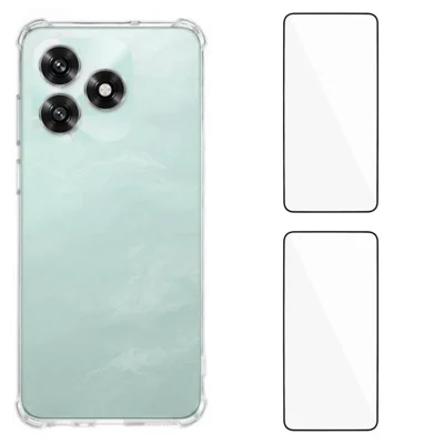 WANLONFENG For Honor X5c Plus 4G / Honor X5c 4G TPU Case  WL3 Series 1.5mm Phone Cover with 2Pcs Tempered Glass Films - Transparent