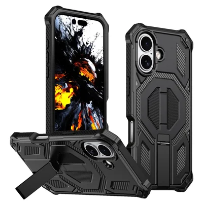 Bulk Purchasing for iPhone 16 Plus Kickstand Case Compatible with MagSafe Drop-proof Dust-proof PC + TPU Phone Cover  - Black