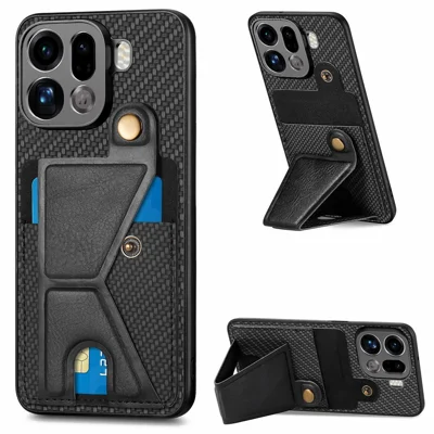 For Oppo Find X9 Pro 5G K-Shaped Kickstand Case Leather Phone Back Cover - Black