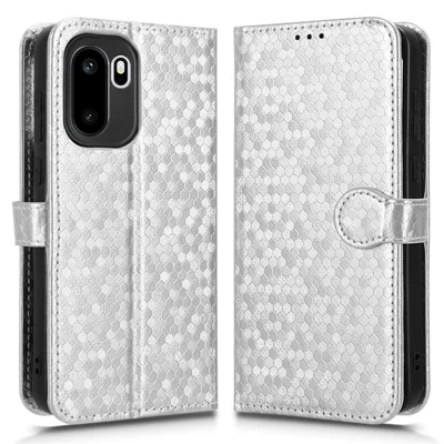 Wallet Case For OnePlus 15R 5G / Ace 6T 5G / Ace 6 5G Dot Pattern Imprint PU Leather Phone Cover with Wrist Strap - Silver