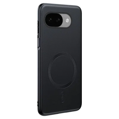 Cover per Google Pixel 10a Compatibile con MagSafe, Custodia in TPU + PC con Rivestimento in Pelle - Nero